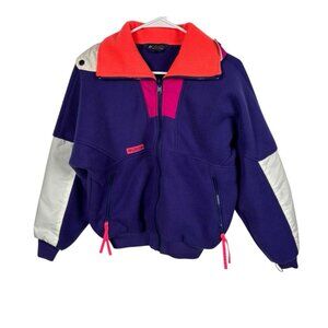 Vtg Columbia Wizbang Fleece Jacket Womens M Colorful 80s 90s Purple